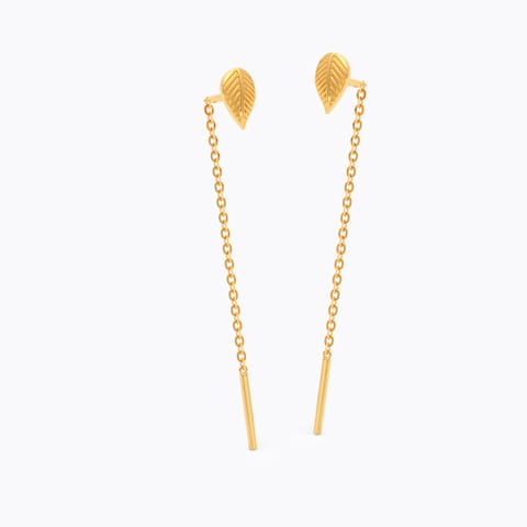 Minimal Leaf 22KT Gold Drop Earrings