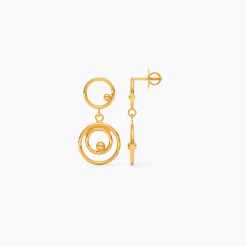 Circle Loops 22KT Gold Drop Earrings