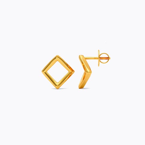 Square Loop 22KT Gold Stud Earrings