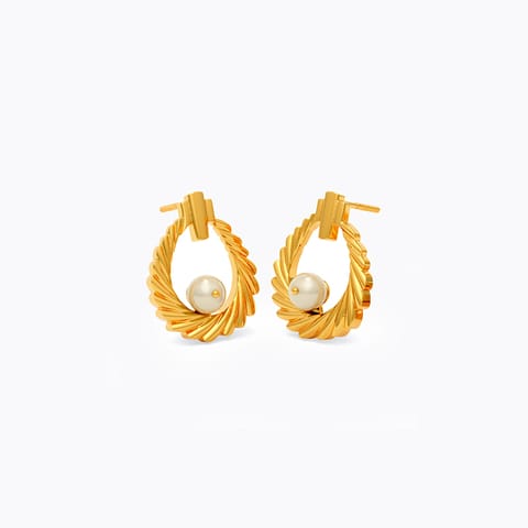 Pearl Pear 22KT Gemstone Stud Earrings