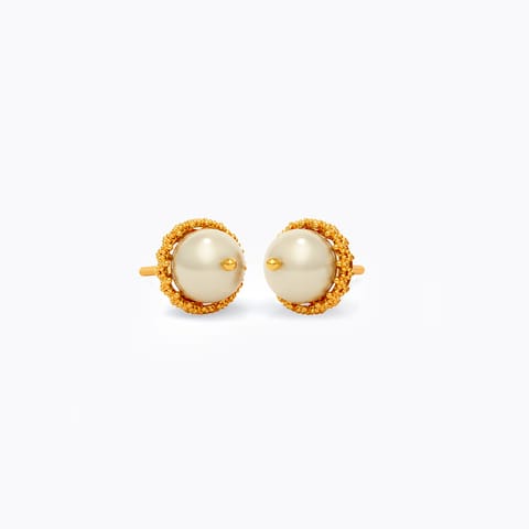 Pearl Orb 22KT Gemstone Stud Earrings