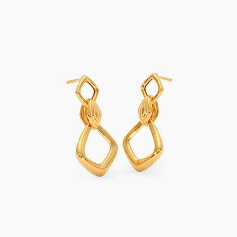 Gilded Square 22KT Gold Drop Earrings