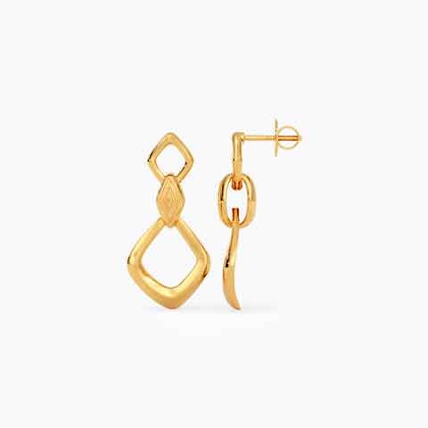 Gilded Square 22KT Gold Drop Earrings