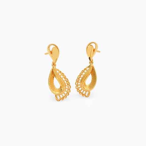 Textured Pear 22KT Gold Drop Earrings