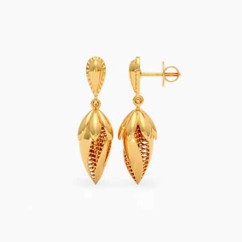 Blooming Bud 22KT Gold Drop Earrings