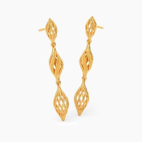 Lattice Shells 22KT Gold Drop Earrings