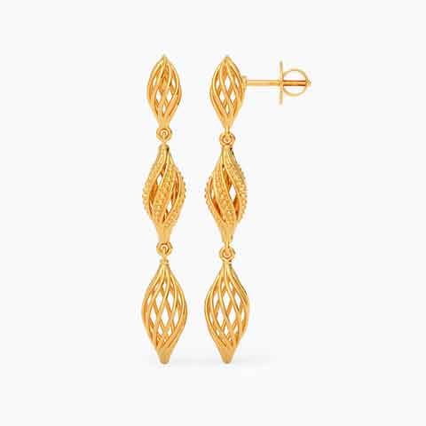 Lattice Shells 22KT Gold Drop Earrings