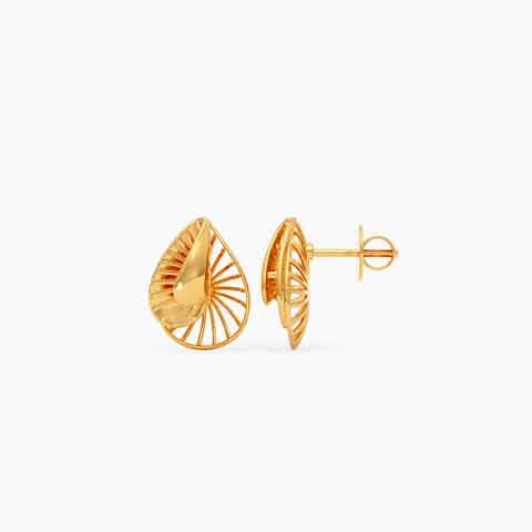 Lattice Pear 22KT Gold Stud Earrings