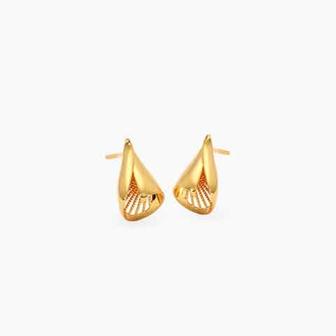 Folded Spark 22KT Gold Stud Earrings