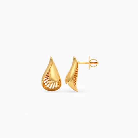 Folded Spark 22KT Gold Stud Earrings