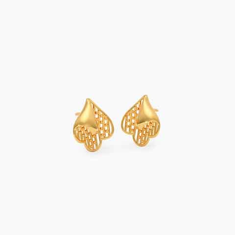 Lattice Petal 22KT Gold Stud Earrings
