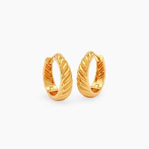 Classic Texture 22KT Gold Hoop Earrings