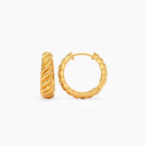 Classic Texture 22KT Gold Hoop Earrings