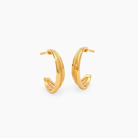 Tri Lines 22KT Gold Hoop Earrings