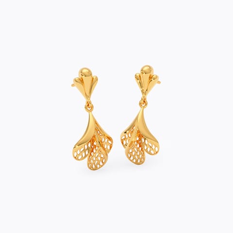 Trellis Floral 22KT Gold Drop Earrings