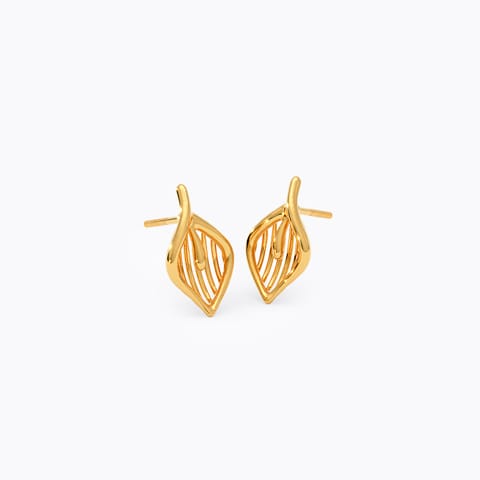 Mesh Gleam 22KT Gold Stud Earrings