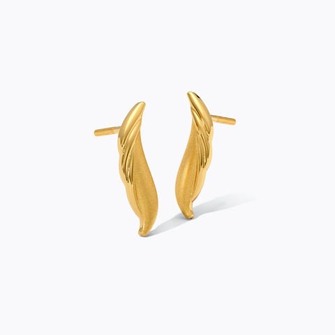 Flowing Wave 22KT Gold Stud Earrings
