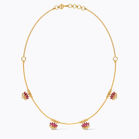 Lotus Kundan 22KT Gemstone Necklace