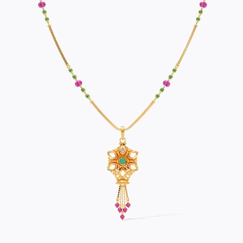 Flowery Kundan 22KT Gemstone Necklace