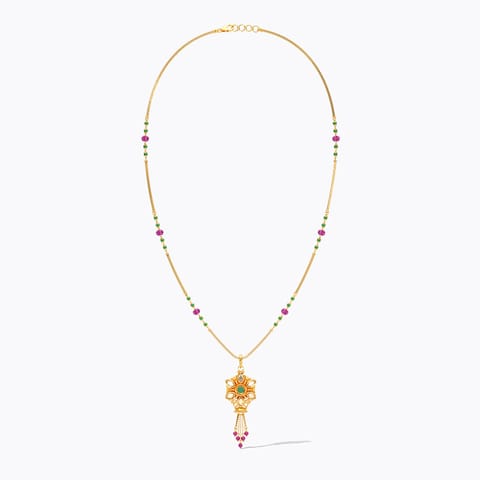 Flowery Kundan 22KT Gemstone Necklace