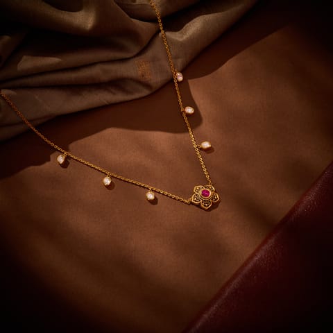 Sheesh Phool 22KT Gemstone Necklace
