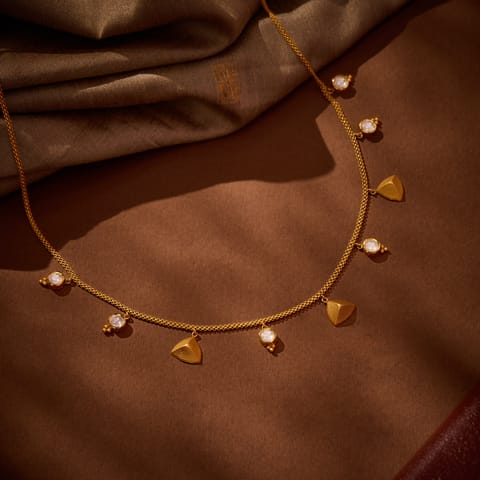 Triangle Beads 22KT Gemstone Necklace