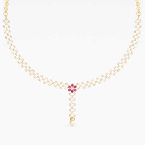 Carmine Bloom  22KT Gemstone Necklace