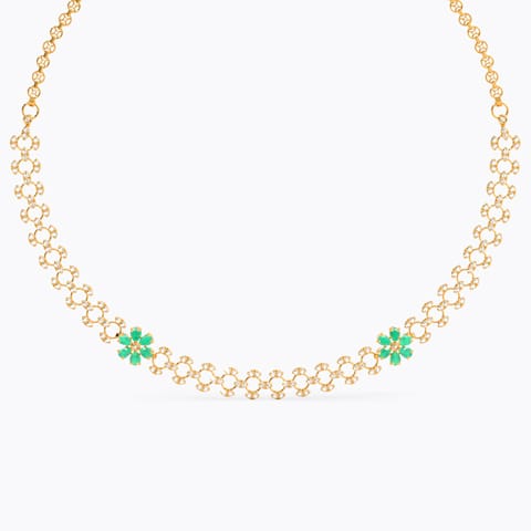 Floral Mint 22KT Gemstone Necklace