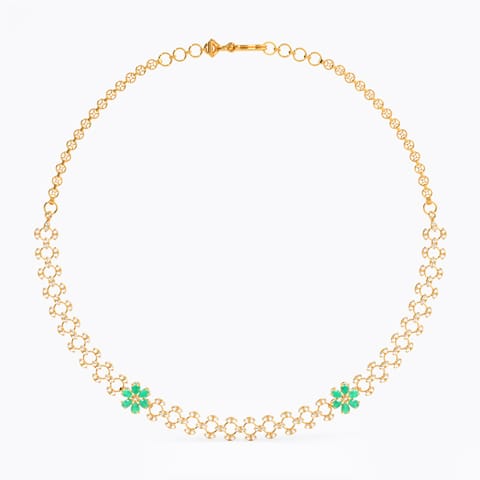 Floral Mint 22KT Gemstone Necklace