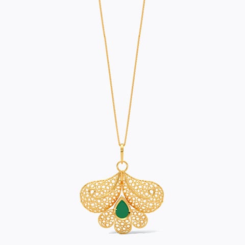 Paisley Kundan 22KT Gemstone Pendant