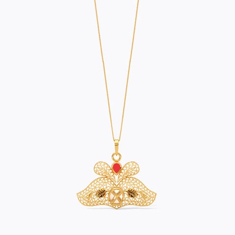 Lattice Kundan 22KT Gemstone Pendant