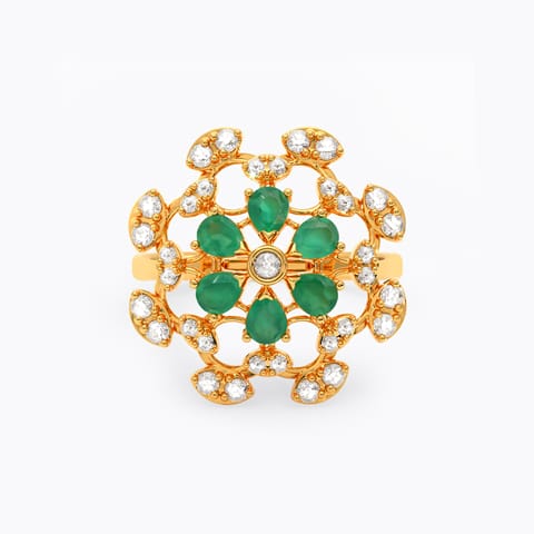 Crystal Green 22KT Gemstone Ring