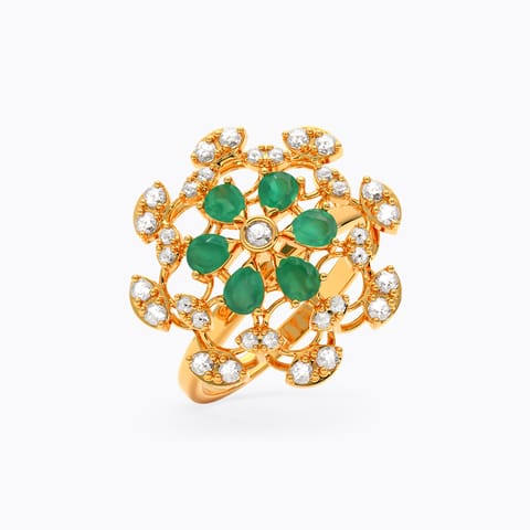 Crystal Green 22KT Gemstone Ring