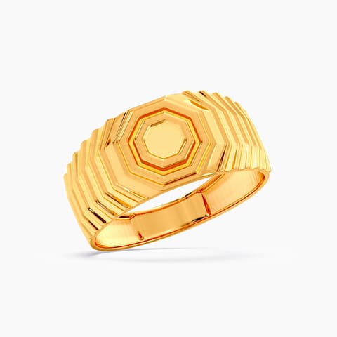 Hex Edge 22KT Gold Ring for Men
