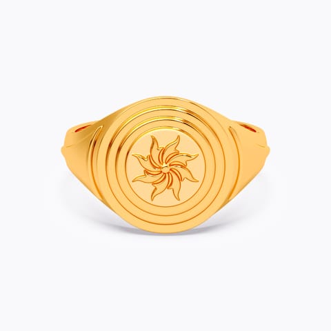 Embossed Sun 22KT Gold Ring for Men