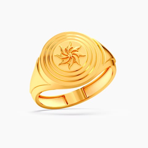 Embossed Sun 22KT Gold Ring for Men