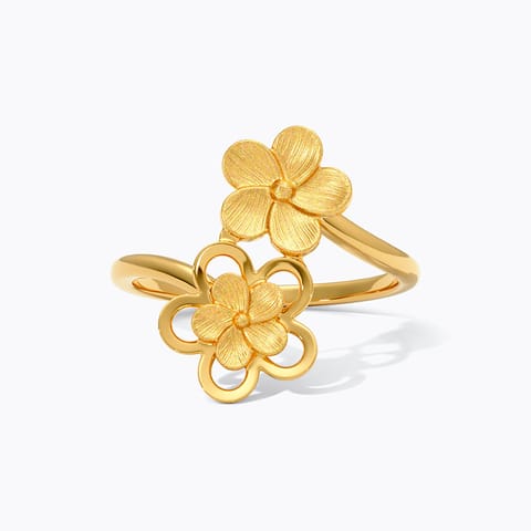 Dual Floral 22KT Gold Open Ring