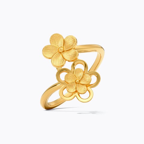 Dual Floral 22KT Gold Open Ring