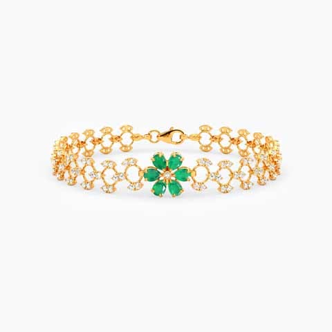 Floral Mint 22KT Gemstone Bracelet