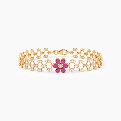 Carmine Bloom 22KT Gemstone Bracelet