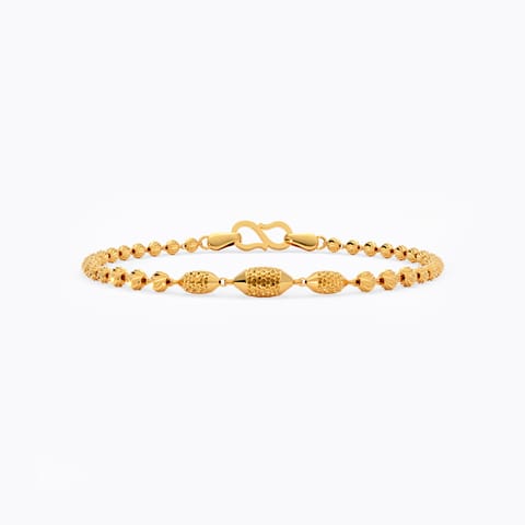 Beaded Texture 22KT Gold Chain Bracelet