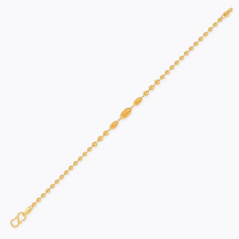 Beaded Texture 22KT Gold Chain Bracelet