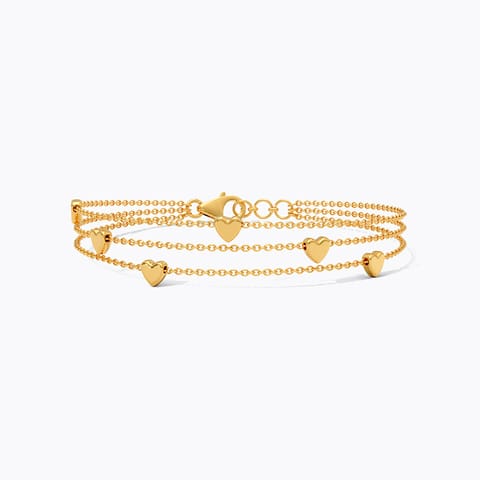 Layered Hearts 22KT Gold Bracelet