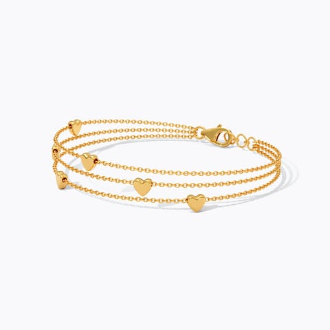 Layered Hearts 22KT Gold Bracelet