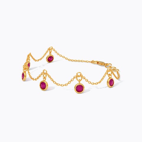 Red Beaded 22KT Gemstone Bracelet