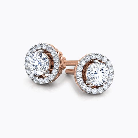 Glitter Halo Solitaire Stud Earrings