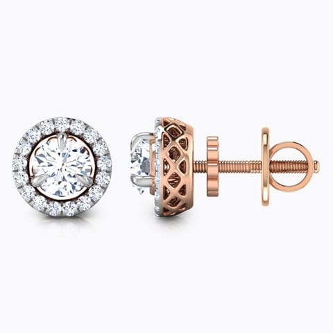 Glitter Halo Solitaire Stud Earrings