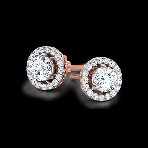 Glitter Halo Solitaire Stud Earrings