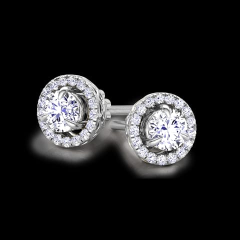 Glitter Halo Solitaire Stud Earrings Glitter Halo Solitaire Stud Earrings