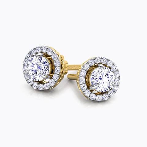Glitter Halo Solitaire Stud Earrings Glitter Halo Solitaire Stud Earrings